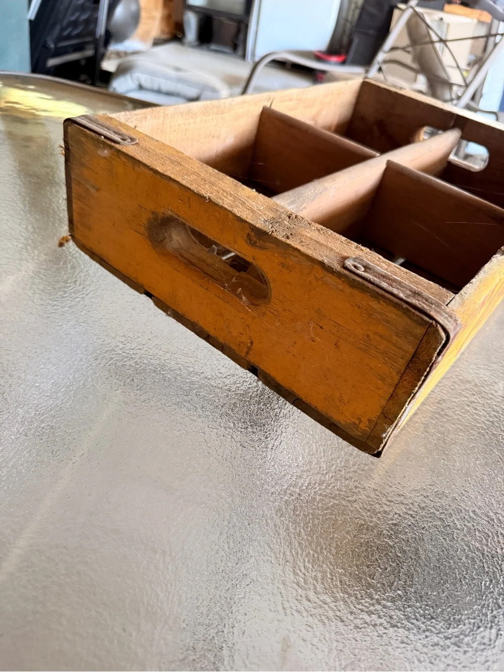 Vintage Coca-Cola Yellow Wooden Bottle Crate with Red Logo
